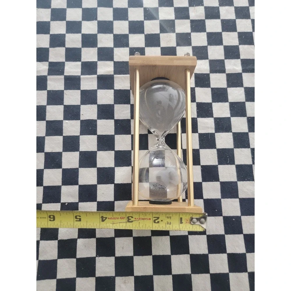 15‎ Minute Gray Sand Timer Hourglass Wood & Brass Frame Desk Decor